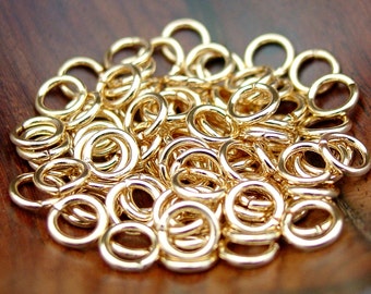 200 pcs 6, 7, or 8 mm Gold Plated Brass Jump Rings, Open (18 gauge)