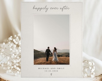 Happily Ever After Personalized Picture Frame- Wedding Gifts for Couple- Minimal Custom Marriage Photo Frames- Bride Groom Gift- Anniversary