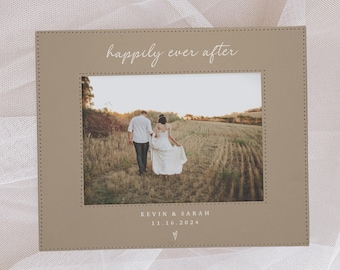 Happily Ever After Personalized Picture Frame- Wedding Gifts for Couple- Minimal Custom Marriage Photo Frames- Bride Groom Gift- Anniversary
