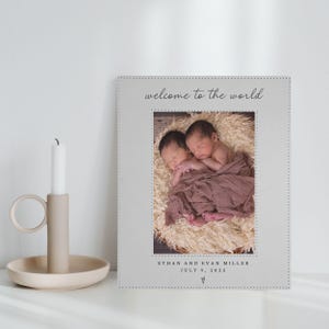 Personalized Twin Baby Name Photo Frame- Custom Newborn Picture Frame Gift- Parent of Twins Baby Shower Gift- Grandparent Keepsake Gifts
