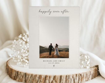 Happily Ever After Personalized Picture Frame- Wedding Gifts for Couple- Minimal Custom Marriage Photo Frames- Bride Groom Gift- Anniversary