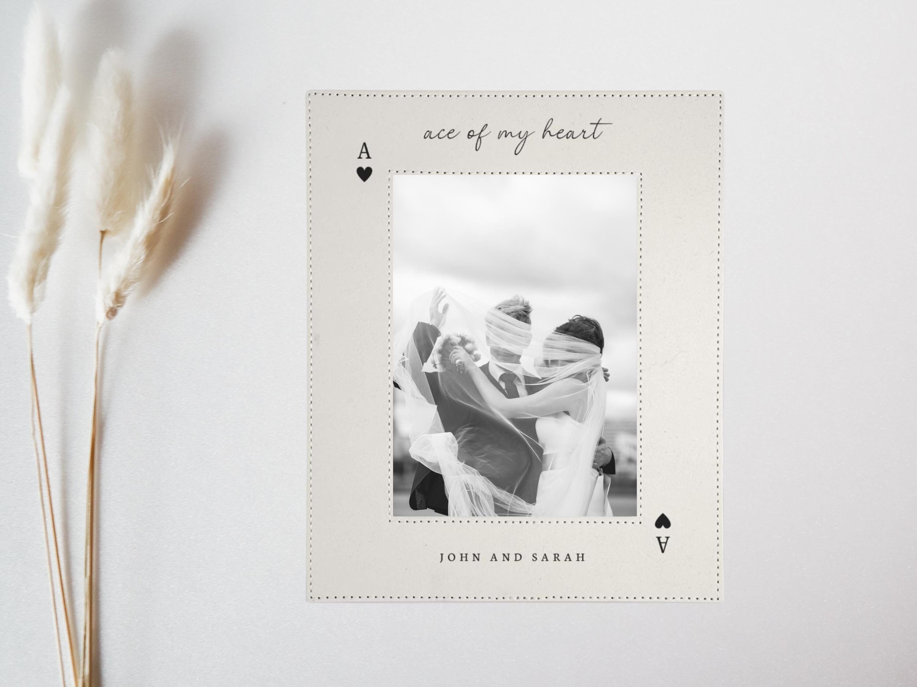 Custom Playing Card Picture Frame- Ace of My Heart Couple Print- Anniversary Gifts for Couples- Personalized Photo Frames- Wedding Present