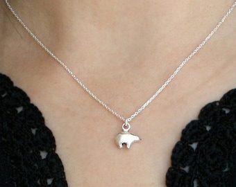Sterling Silver Tiny Bear Necklace: Charm Pendant