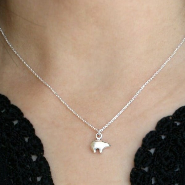 Sterling Silver Tiny Bear Necklace, Tiny Charm Necklace