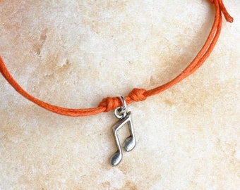 Music Note Anklet, Music Note Bracelet, (many colors to choose)
