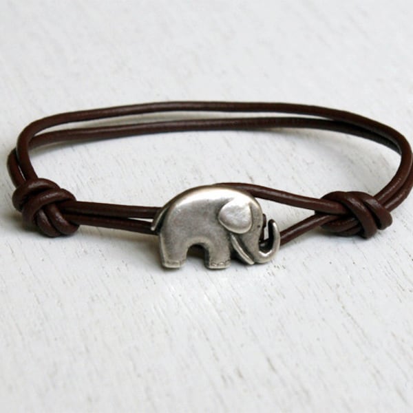 Elephant Leather  Bracelet (many colors to choose)