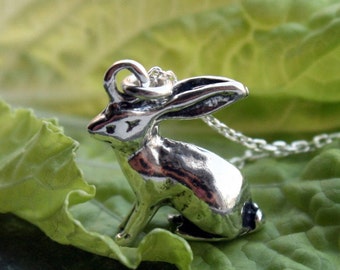 Sterling Silver Rabbit Necklace, Bunny Necklace