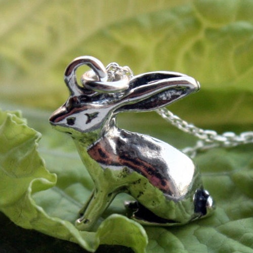 Silver Rabbit Necklace Sterling Silver Rabbit Charm on a - Etsy