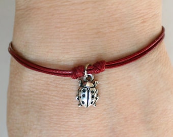 Ladybug Bracelet, Ladybug Anklet, (many colors to choose)