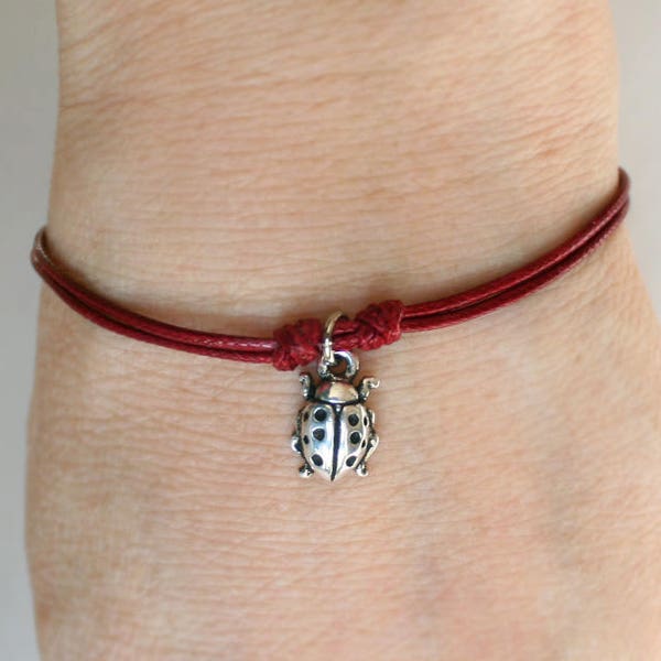 Ladybug Bracelet, Ladybug Anklet, (many colors to choose)