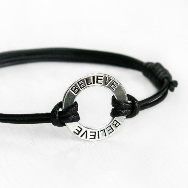 Karma Believe Bracelet (many cord colors to choose)