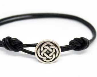 Celtic Knot Leather Bracelet, Celtic Knot Bracelet