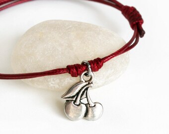 Cherry Bracelet, Cherry Anklet (many colors to choose)