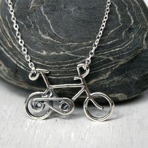 Bicycle Necklace, Sterling Silver Bicycle Necklace image 1