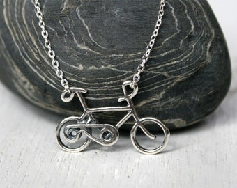 Bicycle Necklace, Sterling Silver Bicycle Necklace