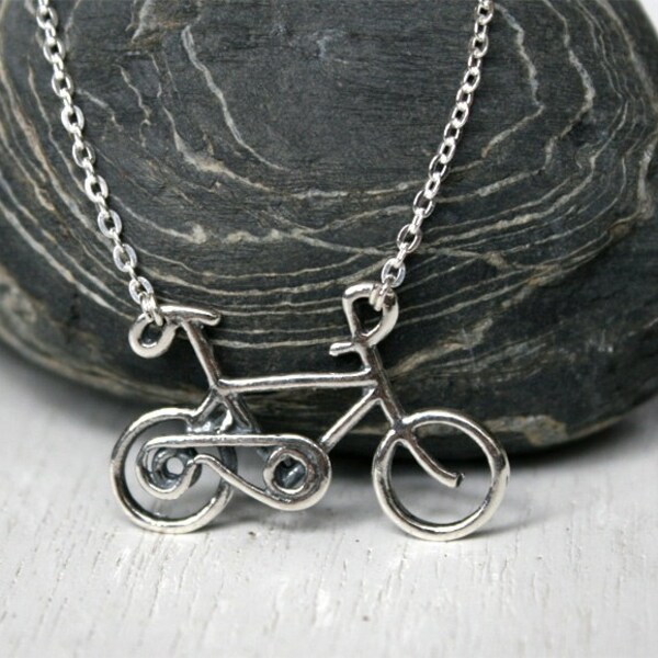 Bicycle Necklace, Sterling Silver Bicycle Necklace