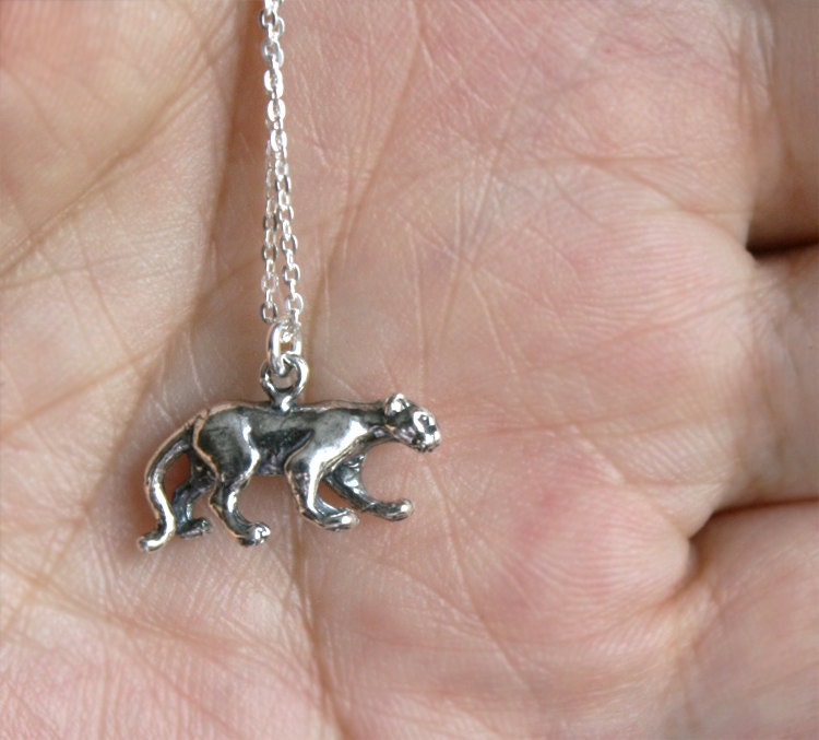 Sterling Silver Panther Necklace Leopard Necklace Etsy