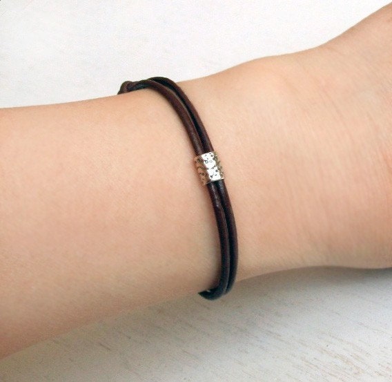Sterling Silver Tube Bead Leather Bracelet many Cord Colors Etsy Israel