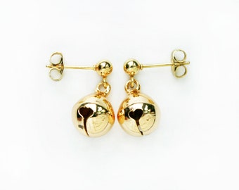 Jingle Bell Stud Earrings 18K Gold Plated