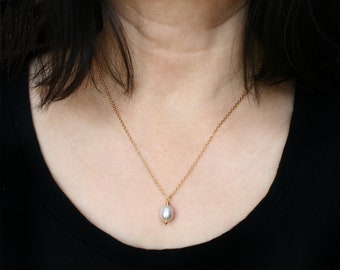 Freshwater Pearl Necklace with Gold Plated Chain