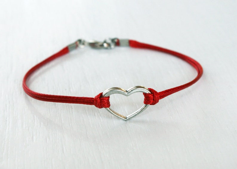 Open Heart Bracelet, Heart Anklet many colors to choose image 4