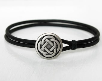 Celtic Knot Leather Bracelet for Men Women