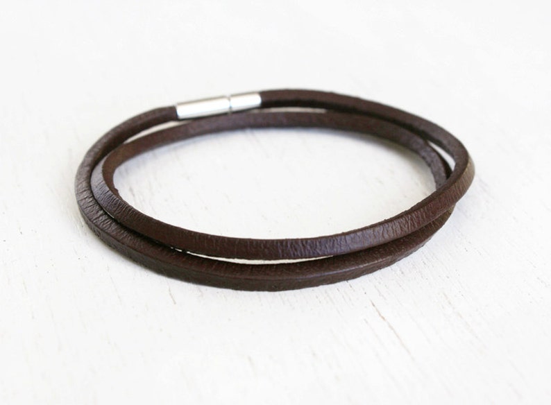 Plain Leather Bracelet, Double Wrap Leather Bracelet, Triple Wrap Leather Bracelet image 2