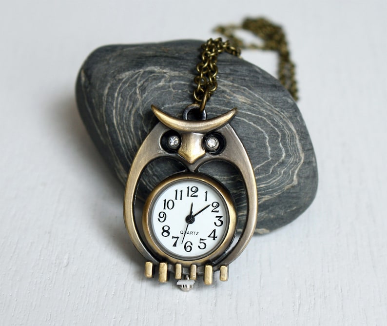 Owl Pocket Watch Necklace Clock Necklace Etsy