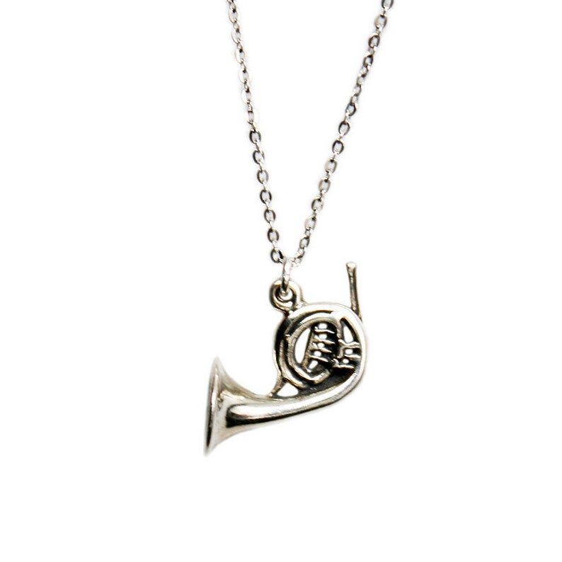 Sterling Silver French Horn Necklace, Music Instrument Necklace image 5