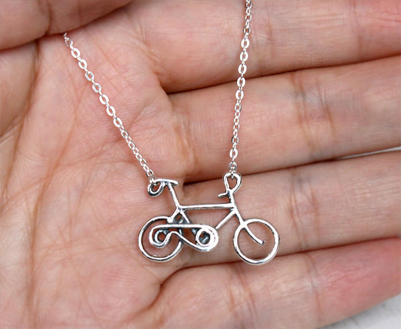 Bicycle Necklace Sterling Silver Bicycle Necklace Etsy
