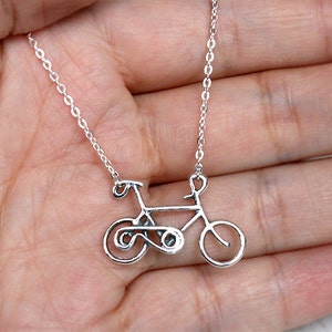 Bicycle Necklace, Sterling Silver Bicycle Necklace image 3