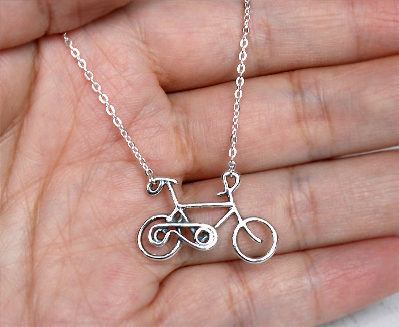 Bicycle Necklace, Sterling Silver Bicycle Necklace image 3