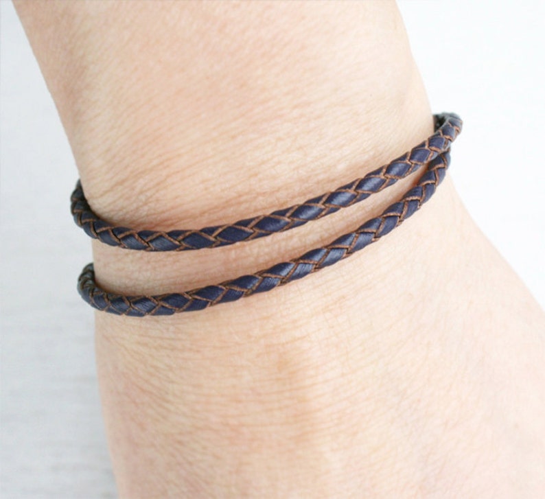 Braided Leather Bracelet, Double Wrap Leather Bracelet, Braided Leather Bangle Bracelet many color to choose image 3