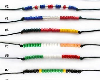 Country Flag Beaded Bracelet: Adjustable Waxed Cord