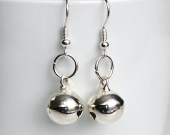 Jingle Bell Earrings Silver