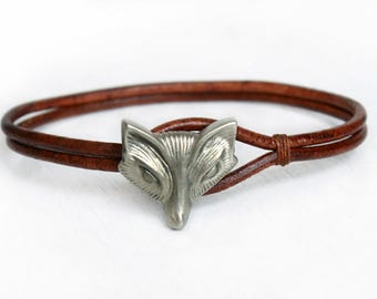 Fox Leather Bracelet for Men Women