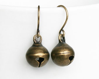 Jingle Bell Earrings Brass Simple Style