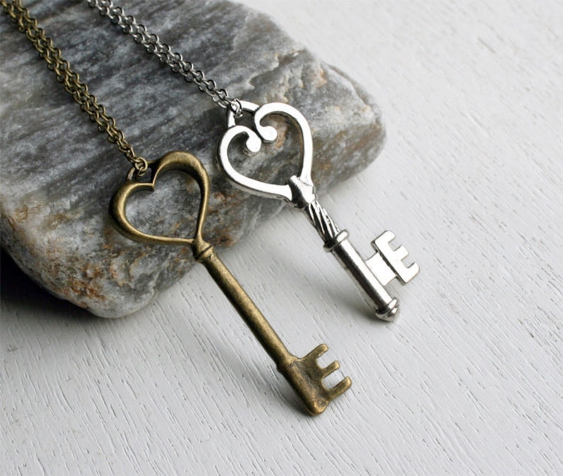 Key Necklace on Chain many different keys to choose image 1