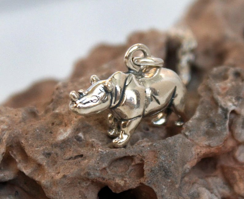 Sterling Silver Rhino Necklace Etsy