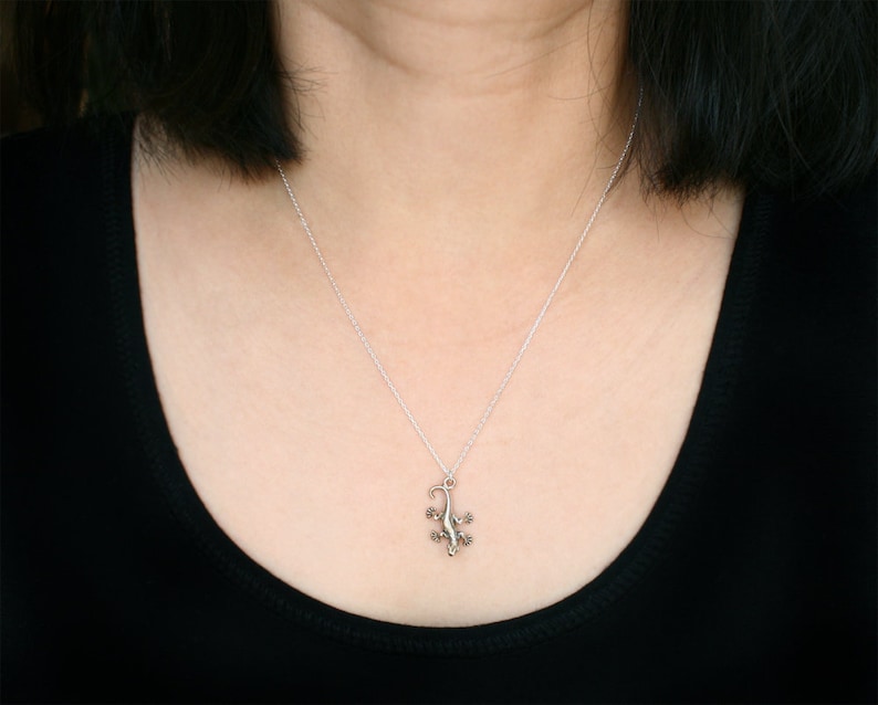 Sterling Silver Gecko Lizard Necklace