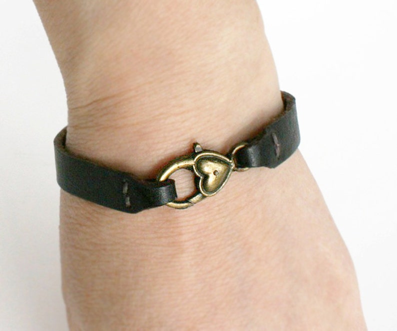 Leather Strap Bracelet With Heart Charm Etsy