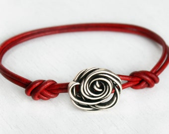 Wild Rose Leather Bracelet