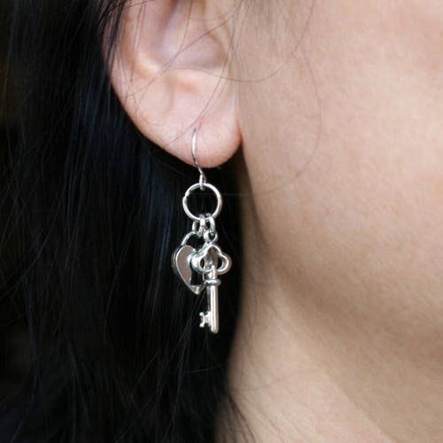 Key and Lock Earrings Lock and Key Earrings Etsy