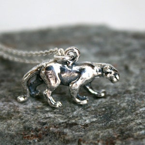 Sterling Silver Panther Necklace, Leopard Necklace