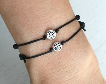 Celtic Knot Circle Bracelet, Spiral Bracelet, Celtic Knot Circle Anklet, Spiral Anklet, (many colors to choose)