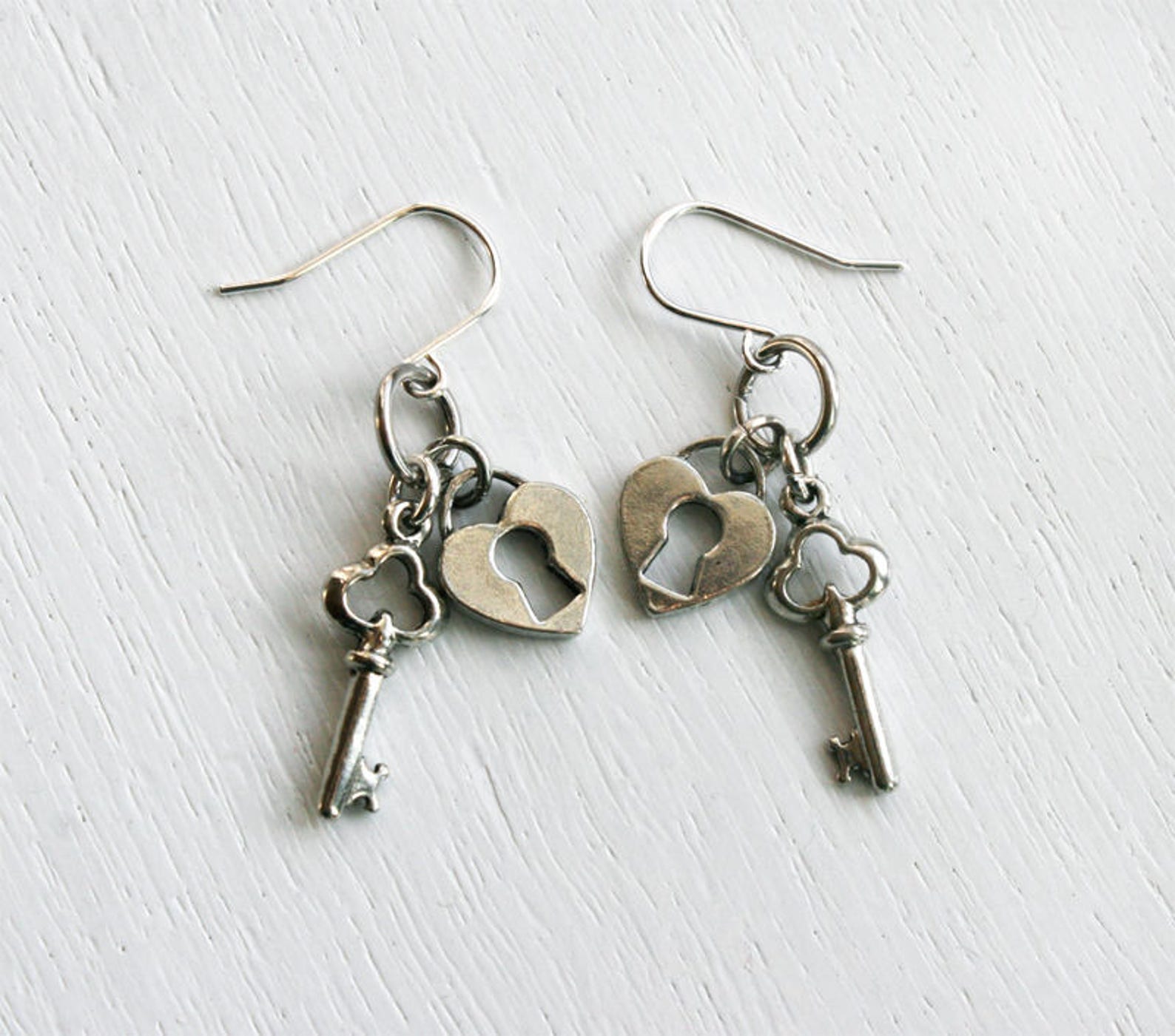 Key and Lock Earrings Lock and Key Earrings Etsy