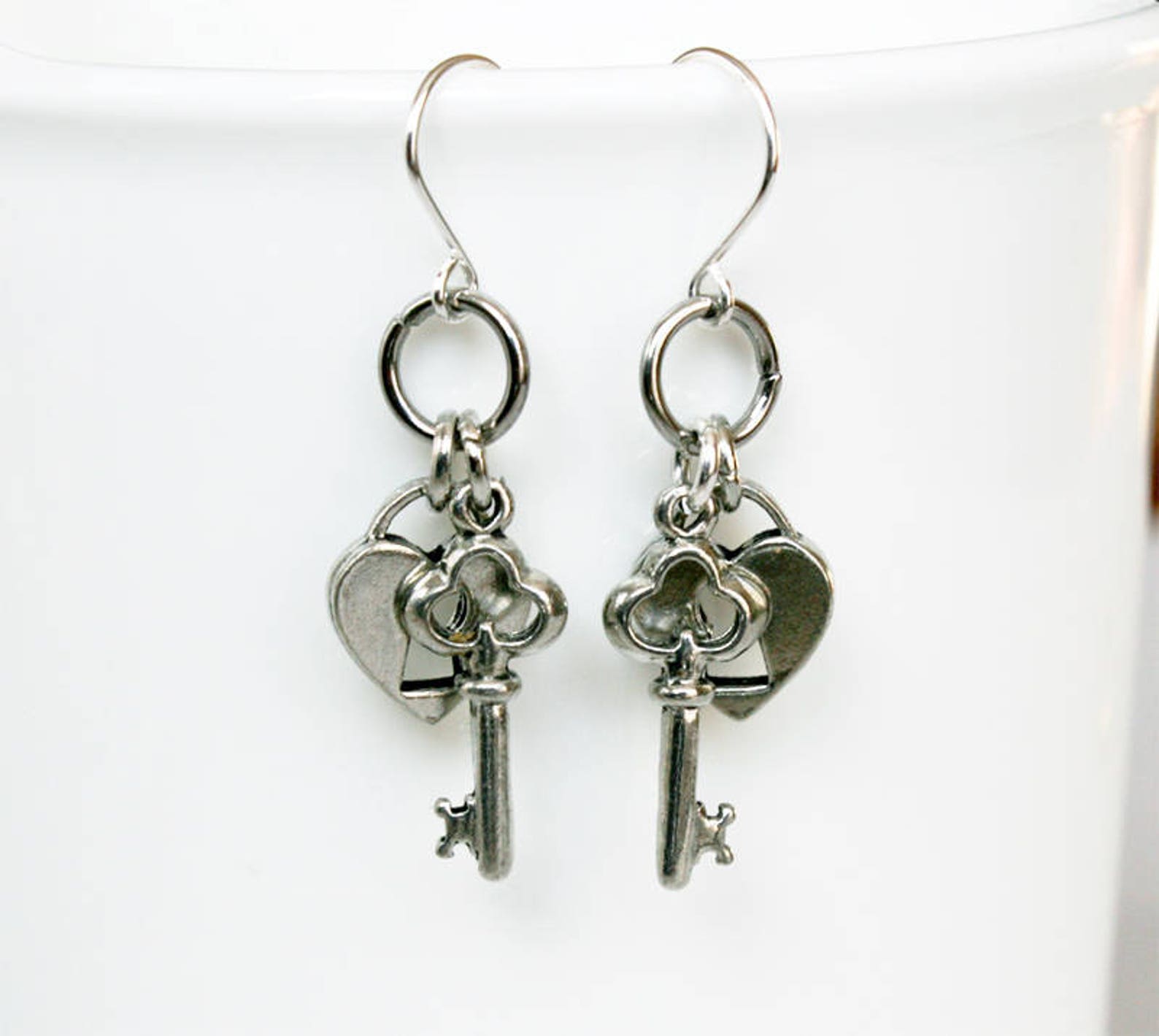 Key and Lock Earrings Lock and Key Earrings Etsy