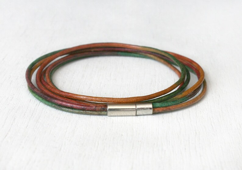 double wrap leather bracelet with triple leather cords many colors to choose