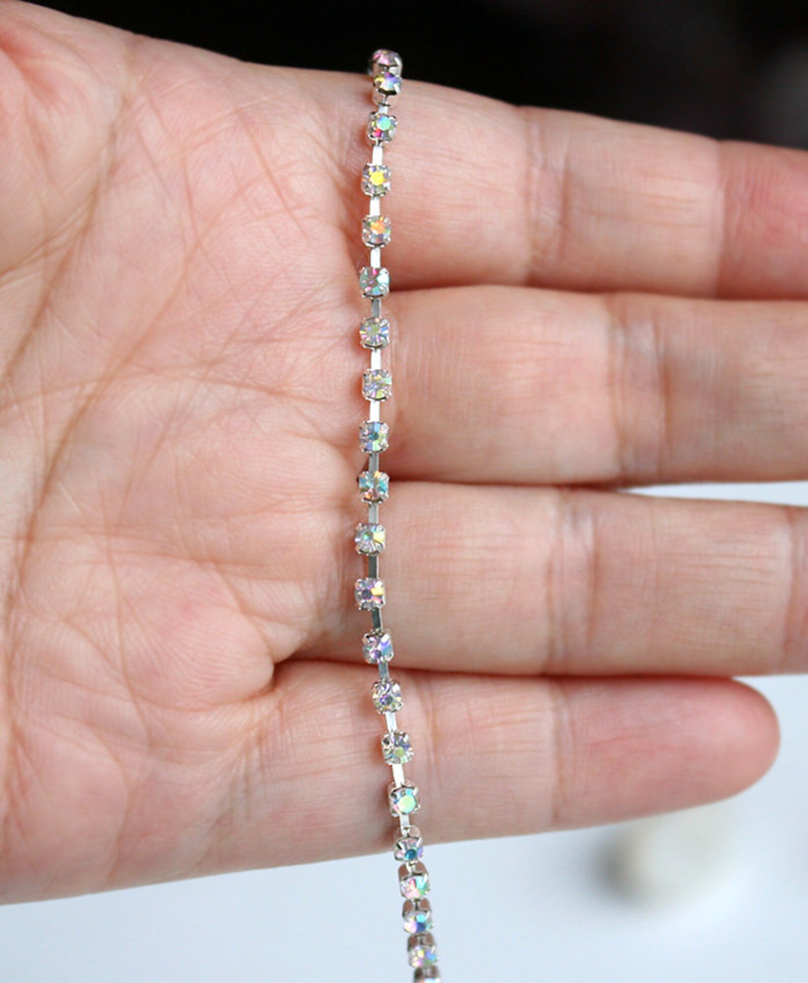 Crystal Bead Chain Bracelet Crystal Bead Chain Anklet Single Etsy