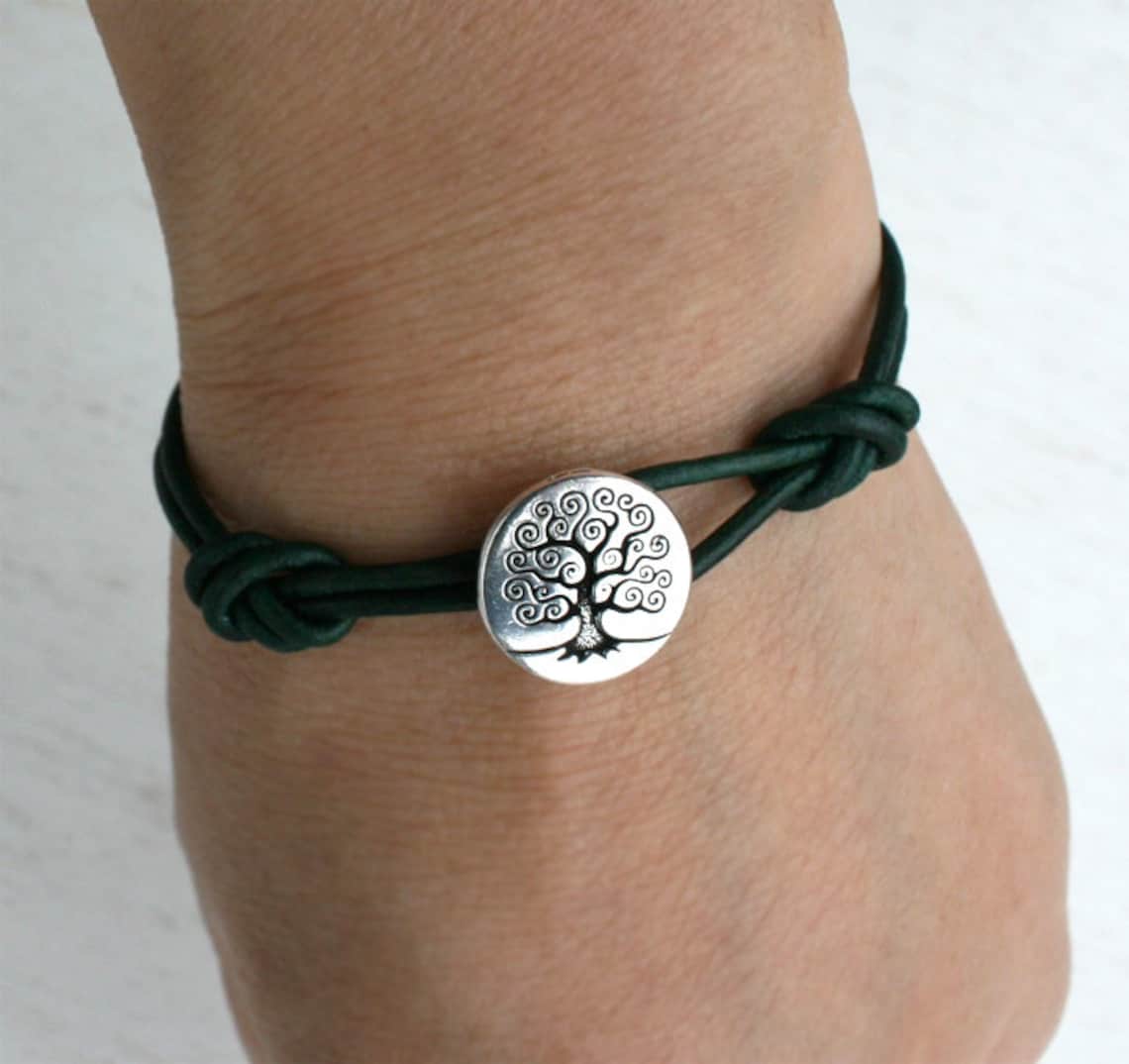 Tree Leather Bracelet Tree Bracelet Tree of Life Bracelet Etsy